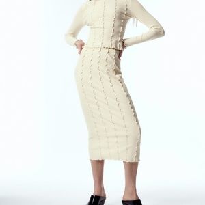 NWT zara seam rib co ord midi skirt and top set